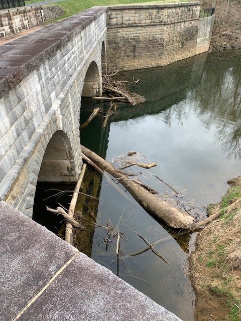 Debris in the waterway - before picture two.